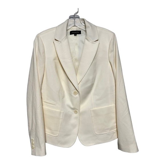 Talbots Season-less Wool Blazer Classic Off White 2 Button Single Breast Jacket - Picture 1 of 9